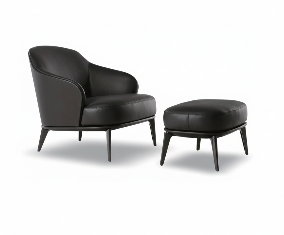 Kensington Leather Lounge Chair and Ottoman