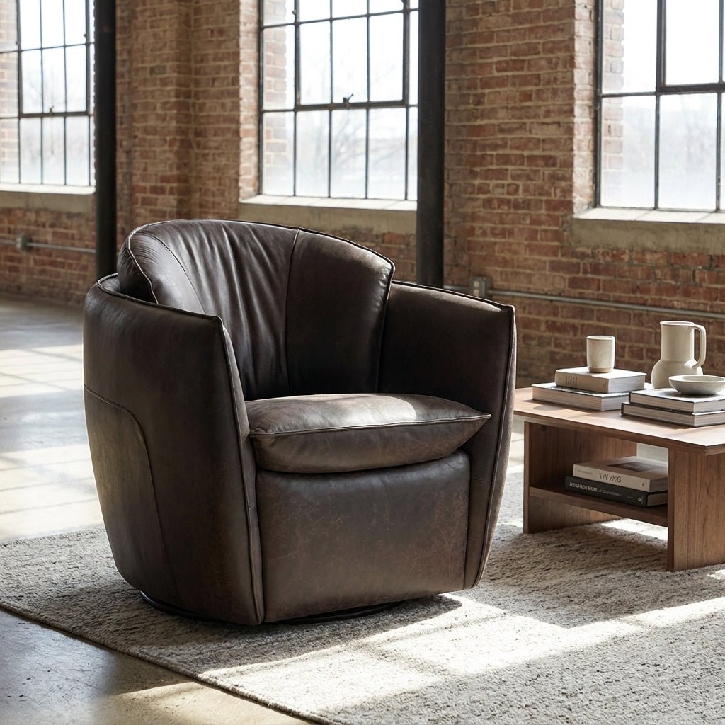 Sterling Leather Swivel Chair - Altera