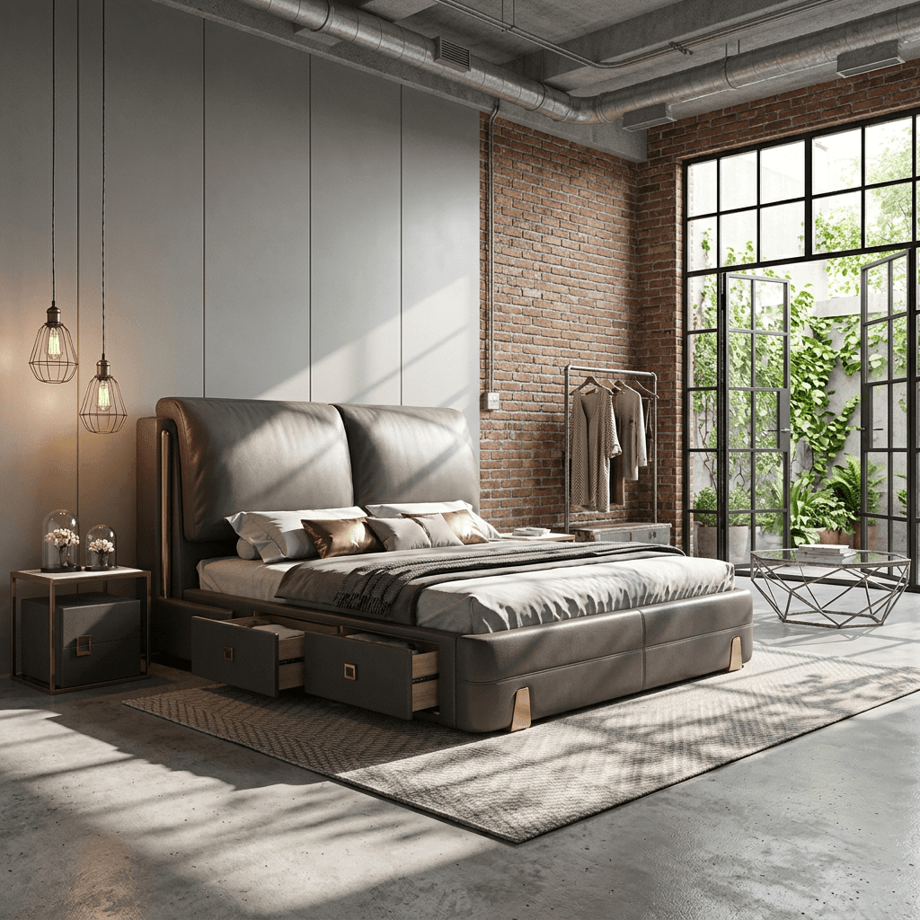 Sterling Luxury Upholstered Storage Bed with Hydraulic Lift and Side Drawers - Altera