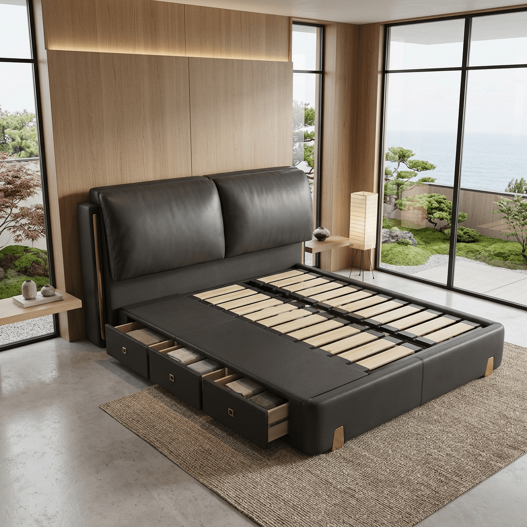 Sterling Luxury Upholstered Storage Bed with Hydraulic Lift and Side Drawers - Altera
