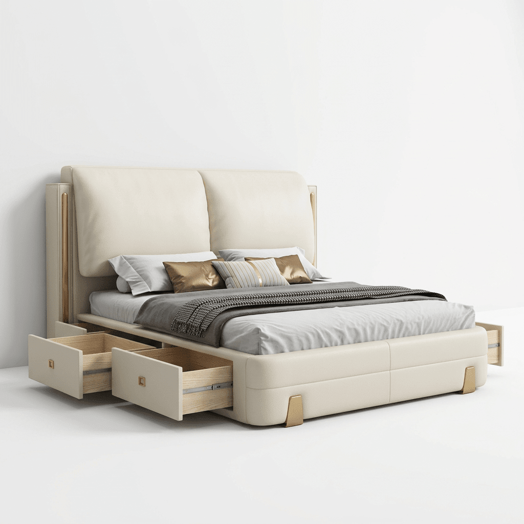 Sterling Luxury Upholstered Storage Bed with Hydraulic Lift and Side Drawers - Altera