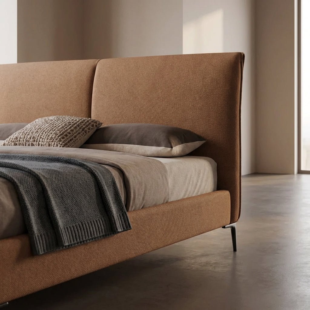The Berlin Caramel Faux Leather King Bed - Altera