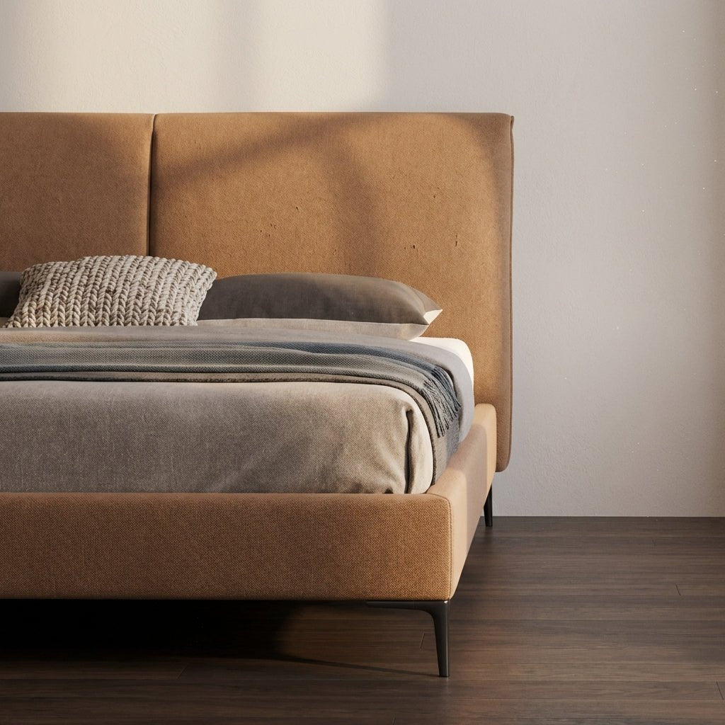 The Berlin Caramel Faux Leather King Bed - Altera