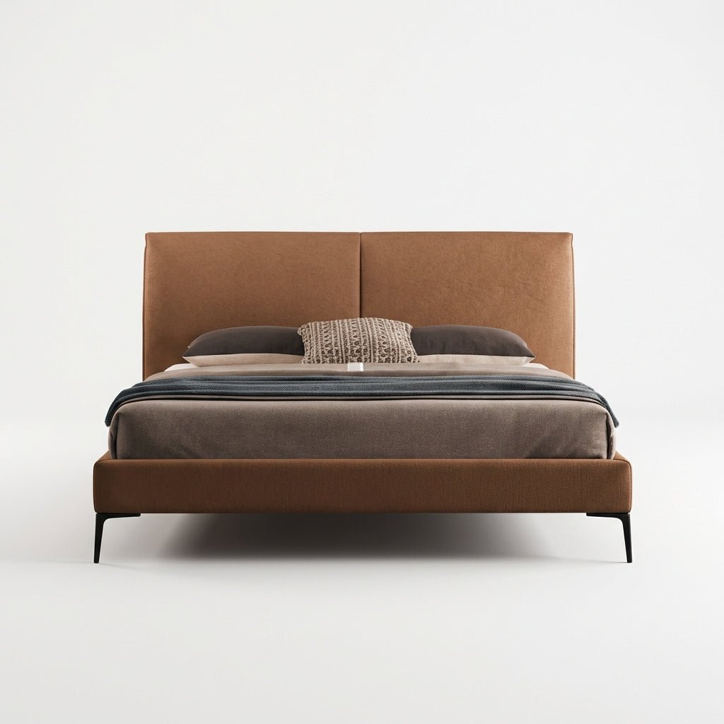 The Berlin Caramel Faux Leather King Bed - Altera