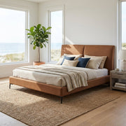The Berlin Caramel Faux Leather King Bed - Altera