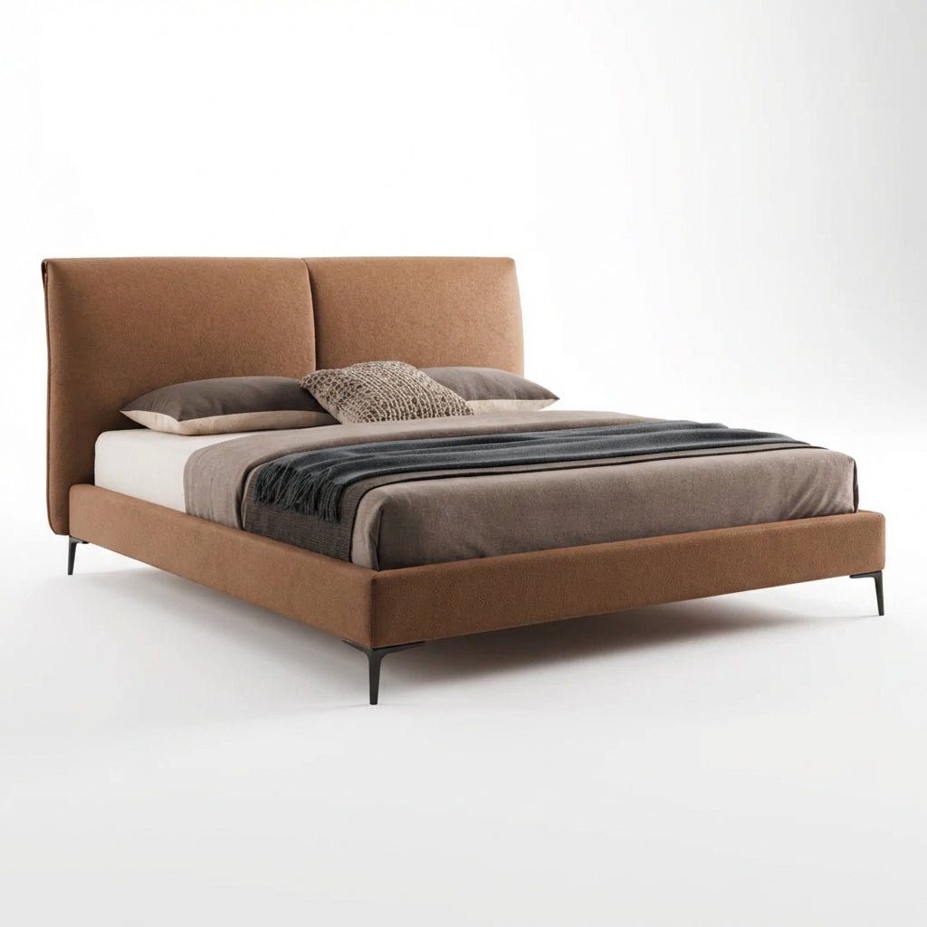 The Berlin Caramel Faux Leather King Bed - Altera