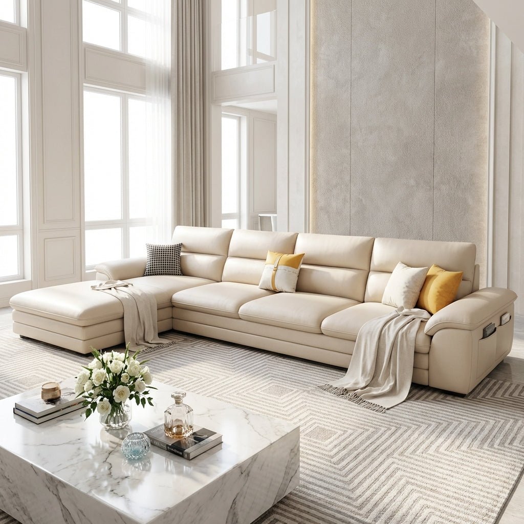 The Cressida L - Shaped Sectional Leather Sofa - Altera