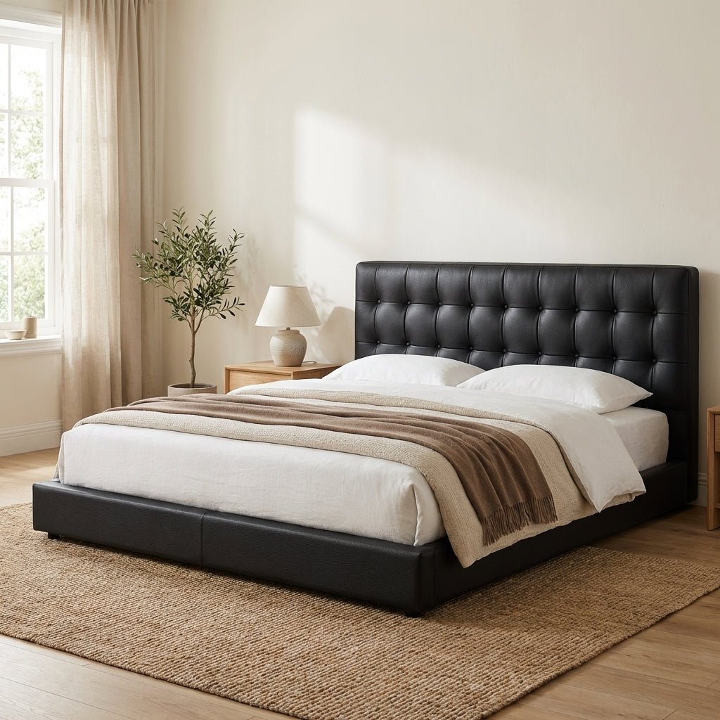 The Leo Contemporary Eco - Leather Platform Bed - Altera