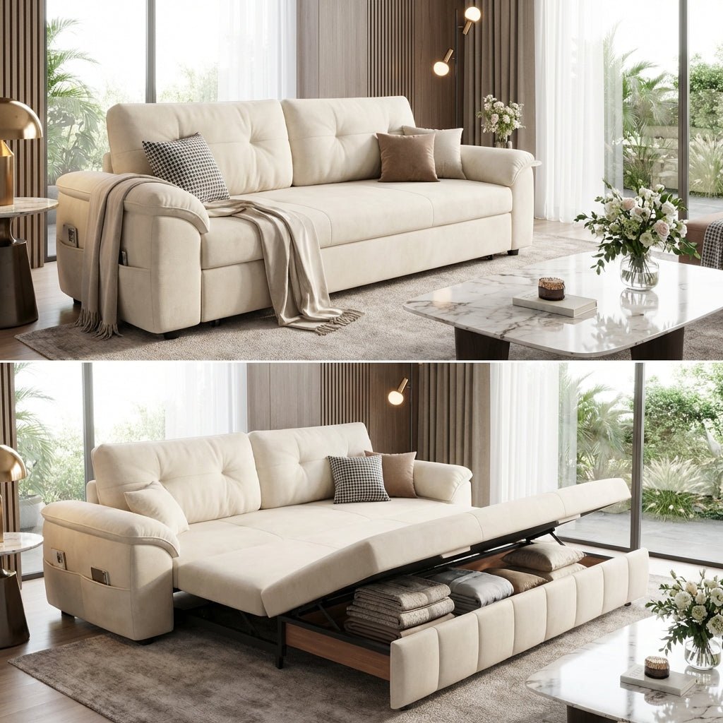 Le canapé-lit convertible Lima avec rangement par Altera Home Design en crème