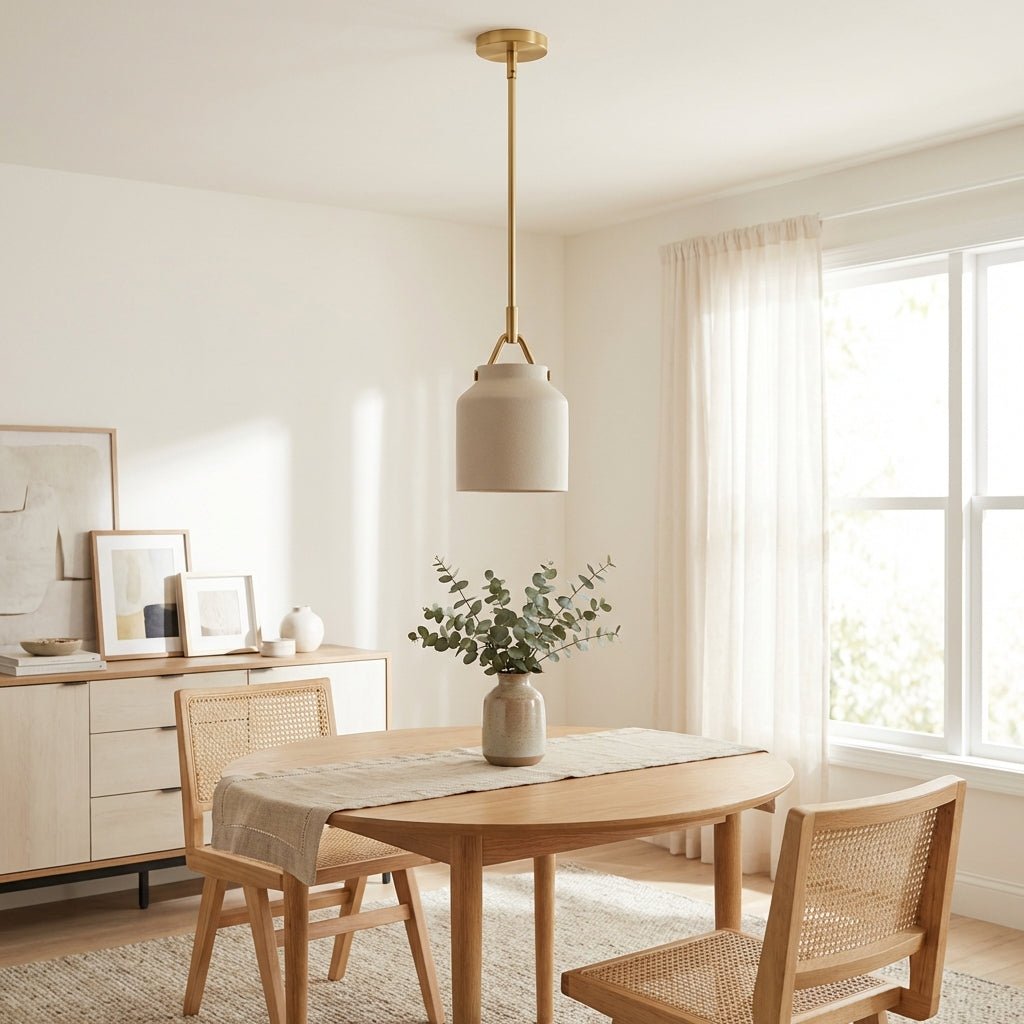 The Padova Lighting White Shade + Brass Suspension