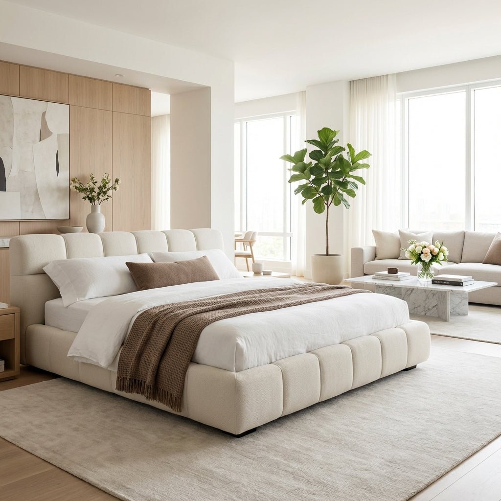 The Valencia Modern Low - Profile King Tufted Bed - Altera