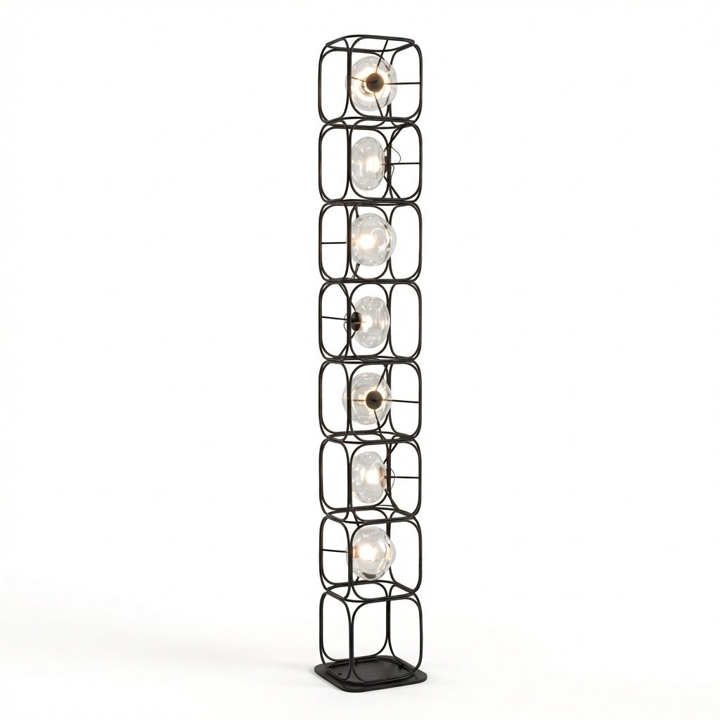 The Valletta Wrought Iron + Glass Floor Lamp - Altera