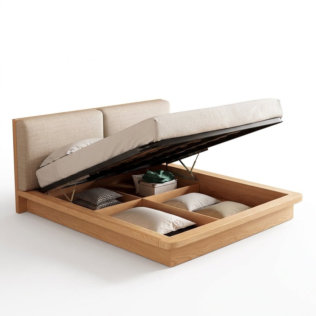 The Zenith Solid Wood Storage Bed with Pneumatic Struts - Altera