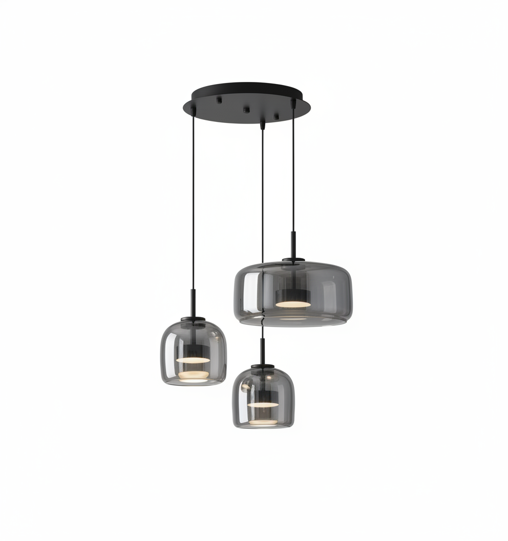 Ash Gray Cascading Pendant Chandelier
