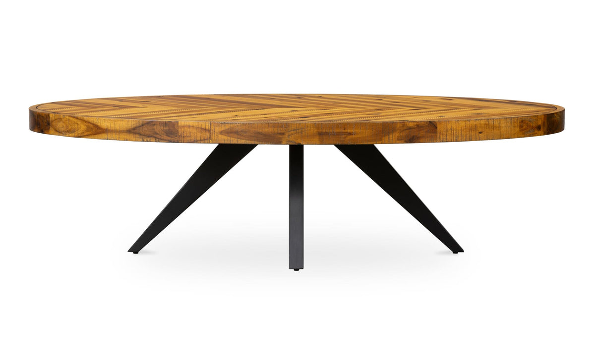 Perugia Coffee Table in Amber — solid acacia, 58" × 31¾"