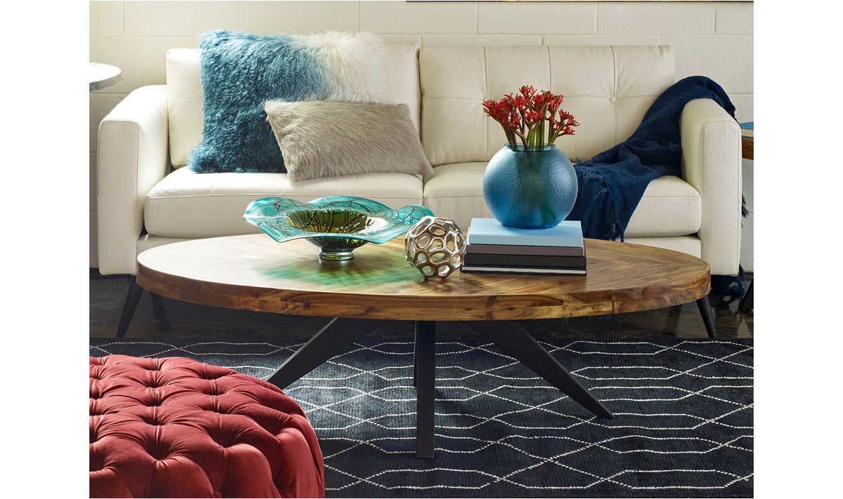 Perugia Coffee Table in Amber — styled in a living room