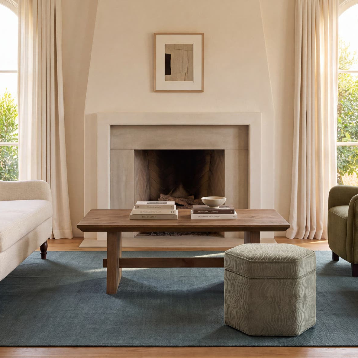 Elba Coffee Table in Brown — styled in a living room