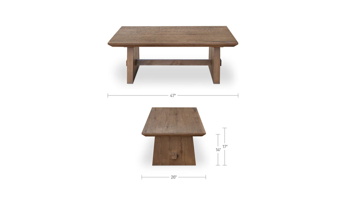 Elba Coffee Table in Brown — dimensions diagram, 47" × 26"
