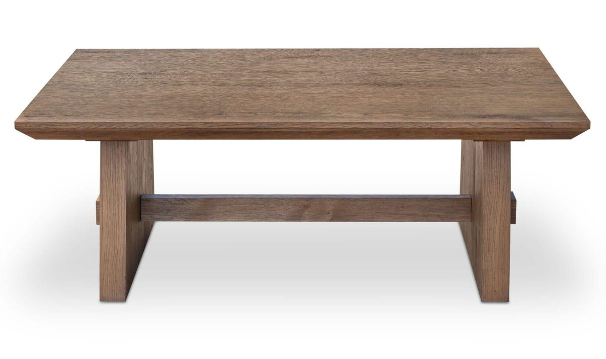Elba Coffee Table in Brown — thick oak veneer, 47" × 26"