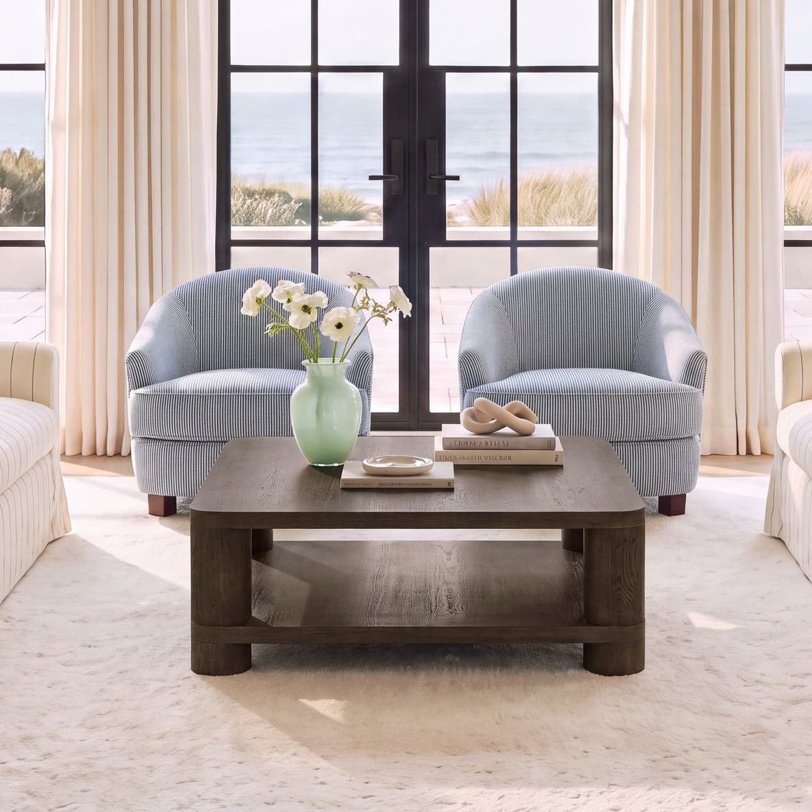 Menton Coffee Table in Dark Brown — styled in a living room