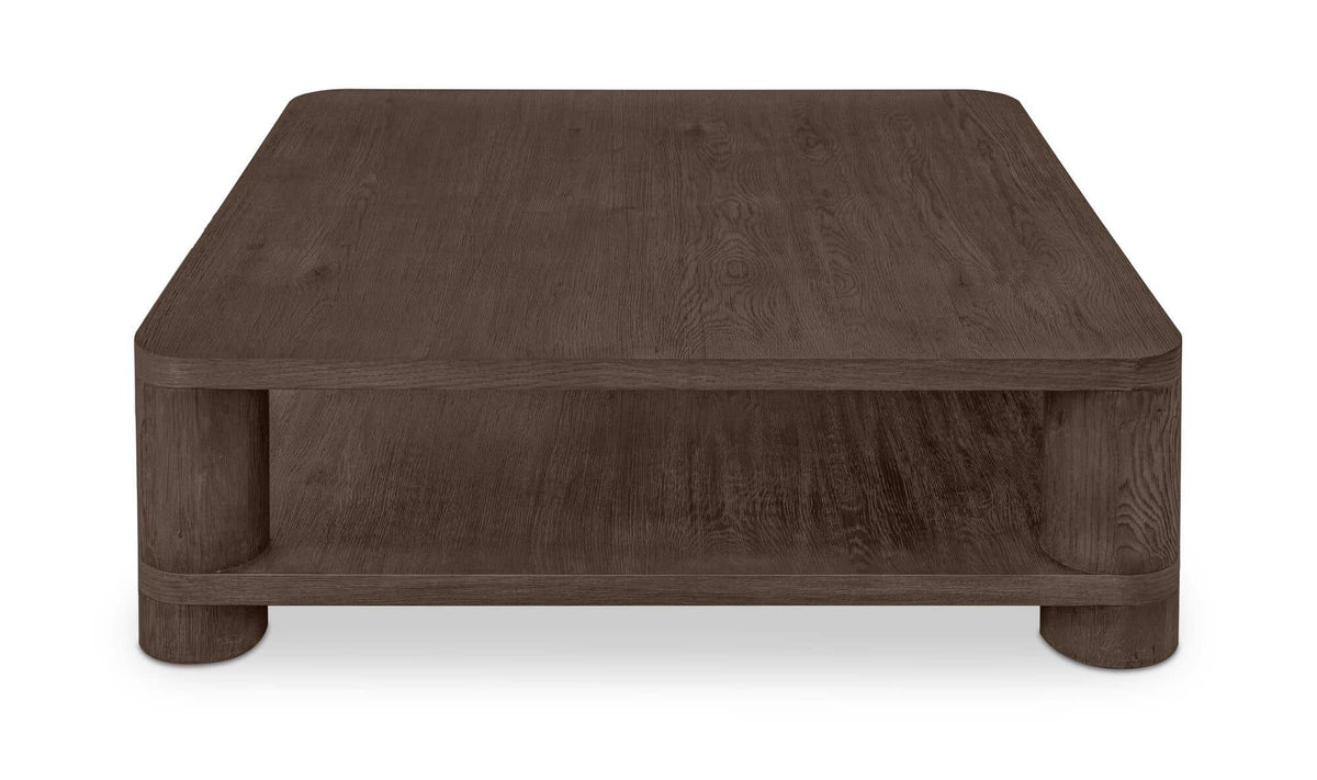 Menton Coffee Table in Dark Brown — thick oak veneer, 46" × 46"