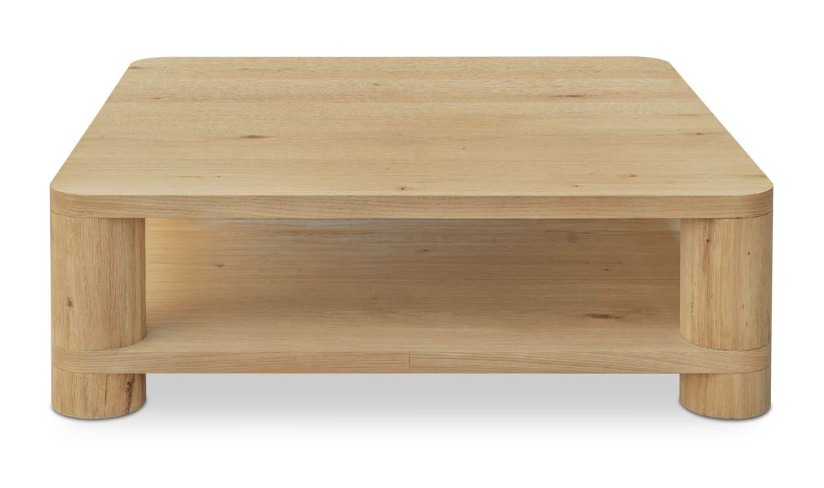Menton Coffee Table in Natural — thick oak veneer, 46" × 46"