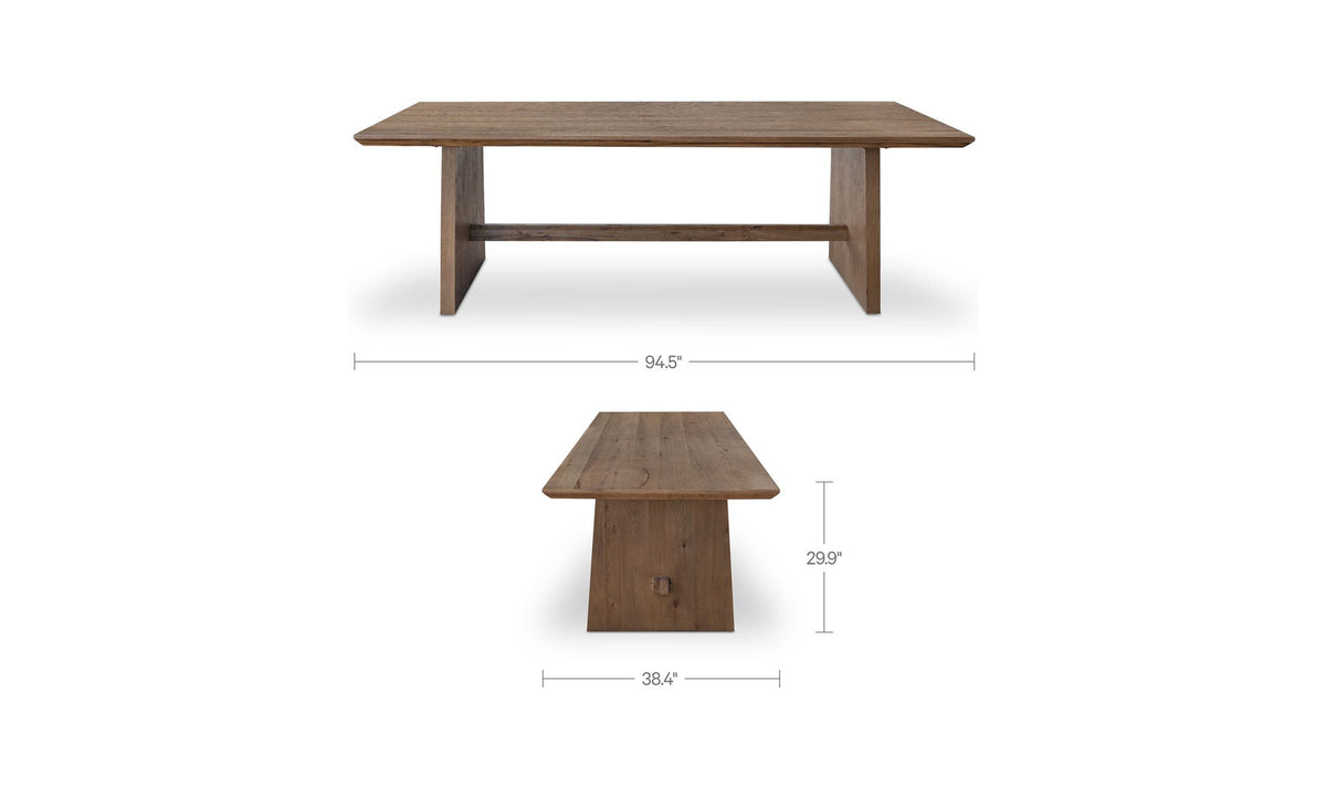 Elba Dining Table in Brown, dimensions diagram, 94½" × 38½"