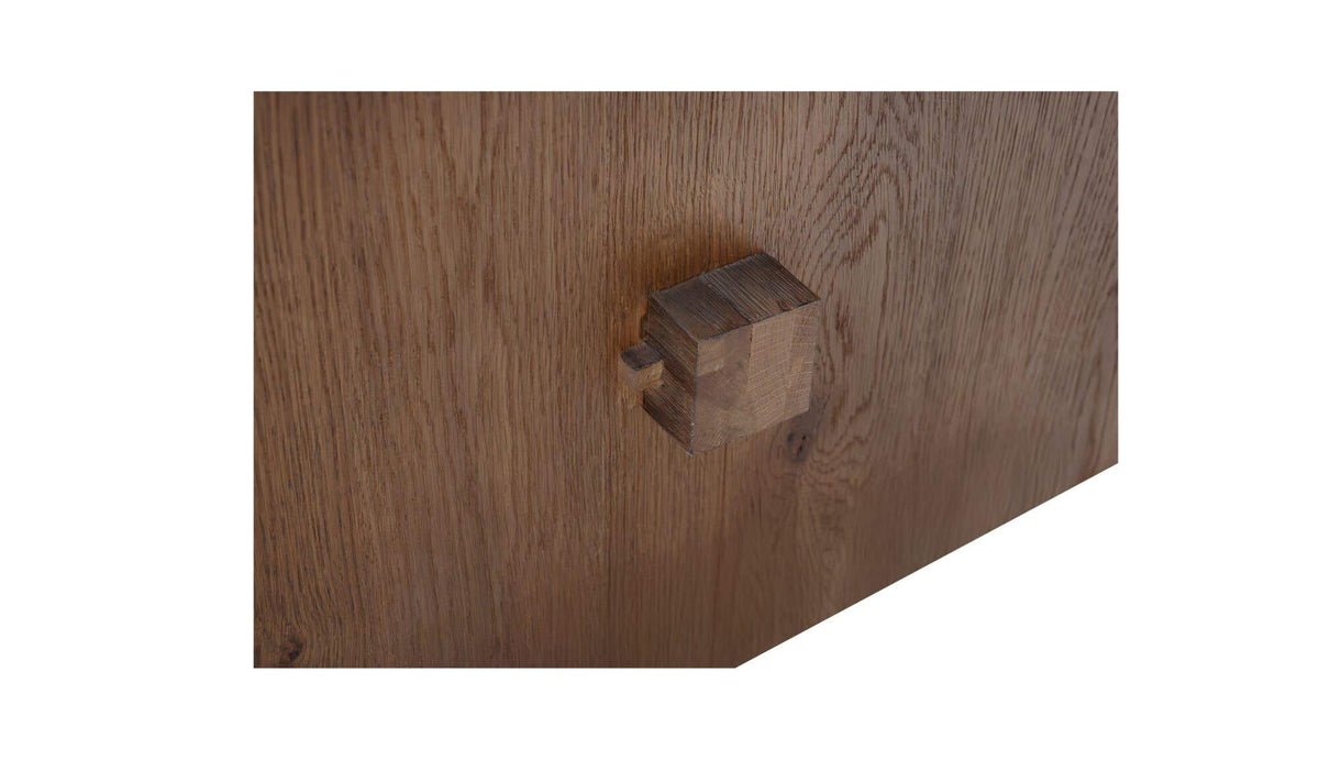 Elba Dining Table in Brown, thick oak veneer detail, view 3