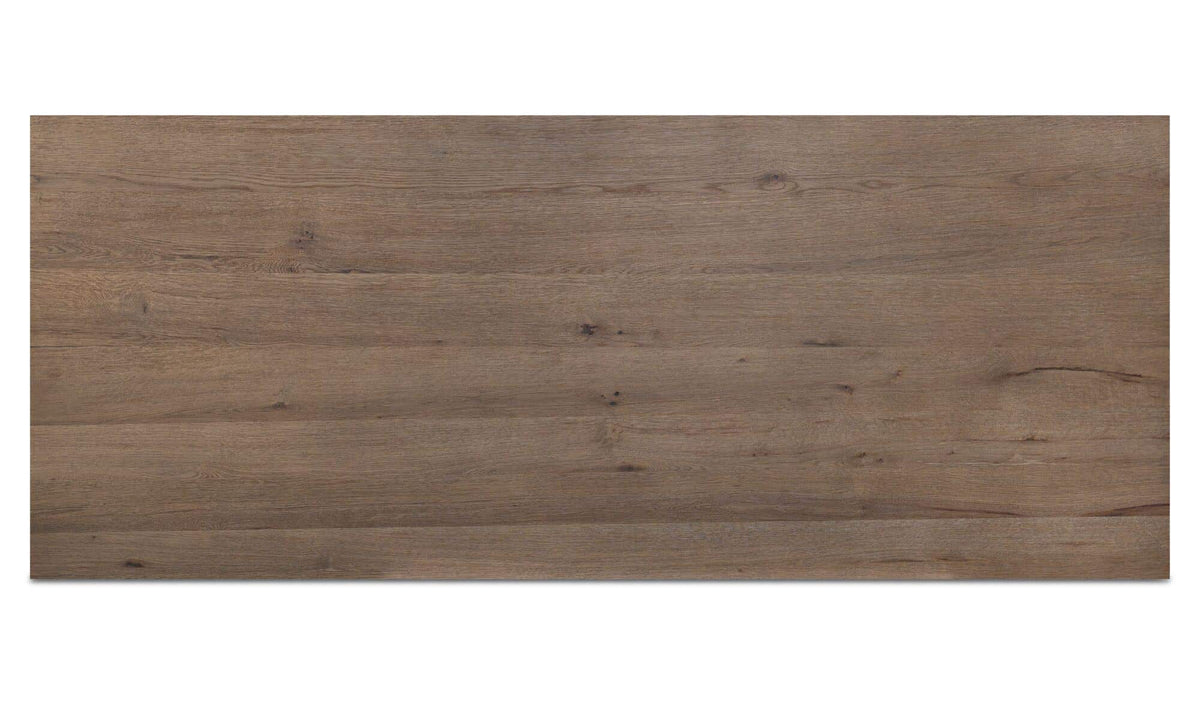 Elba Dining Table in Brown, thick oak veneer detail, view 2