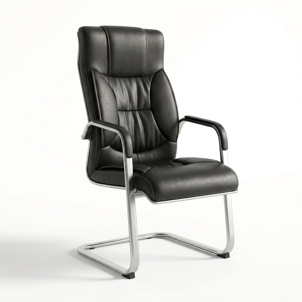 Trogir Black Leather Visitor Chair - Altera