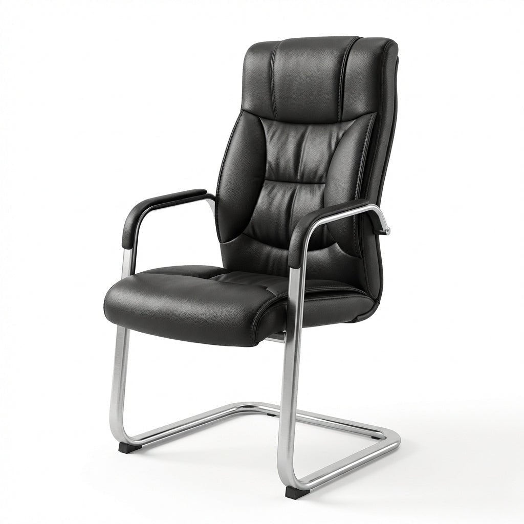 Trogir Black Leather Visitor Chair - Altera