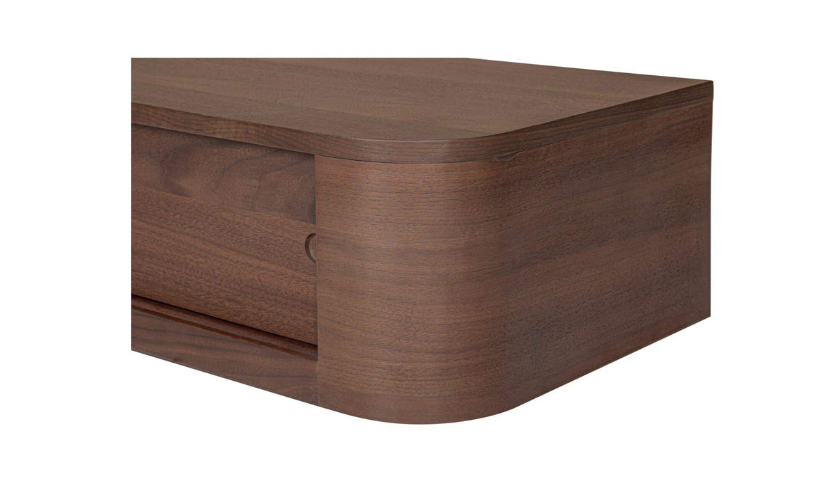 Ostuni Floating Console Table in Walnut, walnut veneer detail, view 2