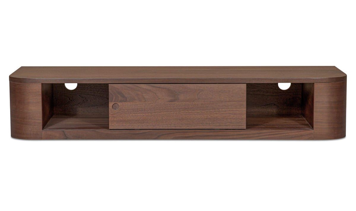 Ostuni Floating Console Table in Walnut, walnut veneer detail