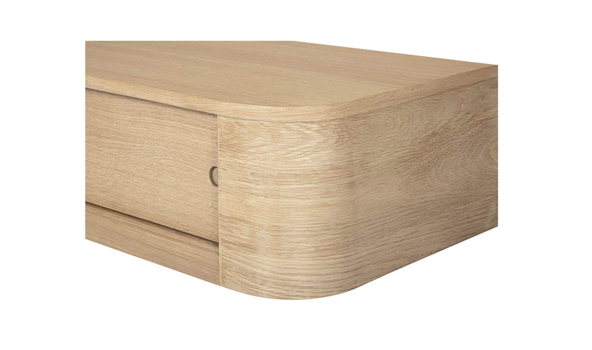 Ostuni Floating Console Table in Natural, oak veneer detail, view 2