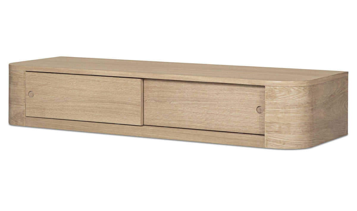 Ostuni Floating Console Table in Natural, three-quarter view