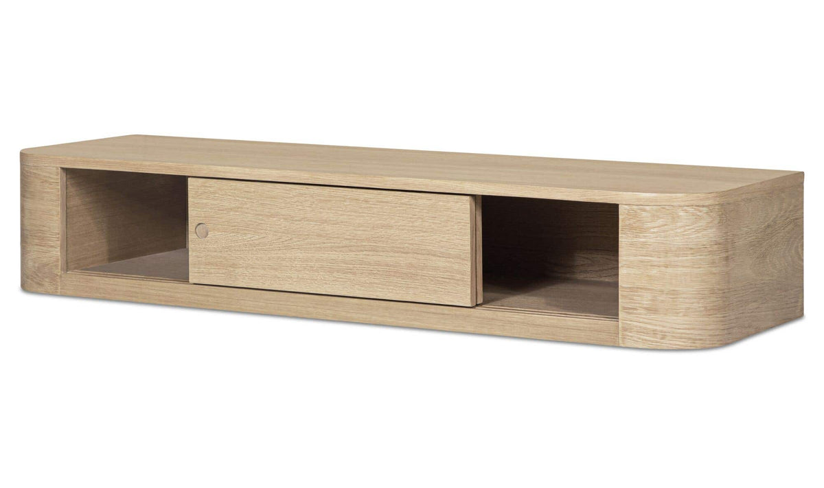 Ostuni Floating Console Table in Natural, three-quarter view, view 2