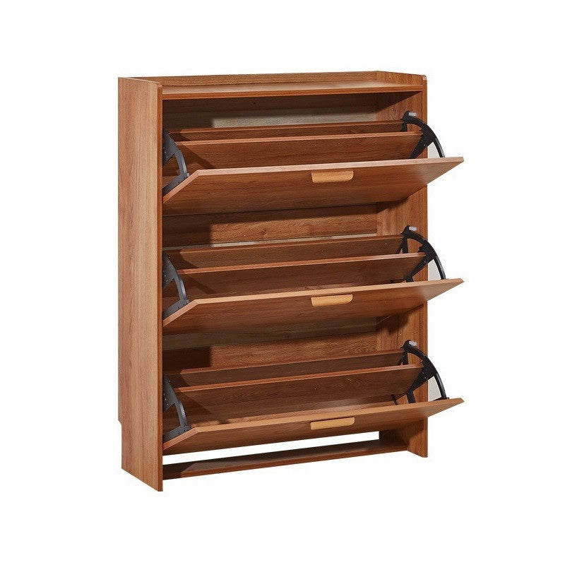 Pula SC54 Modern Wooden Shoe Cabinet Organizer, Natural Brown Finish
