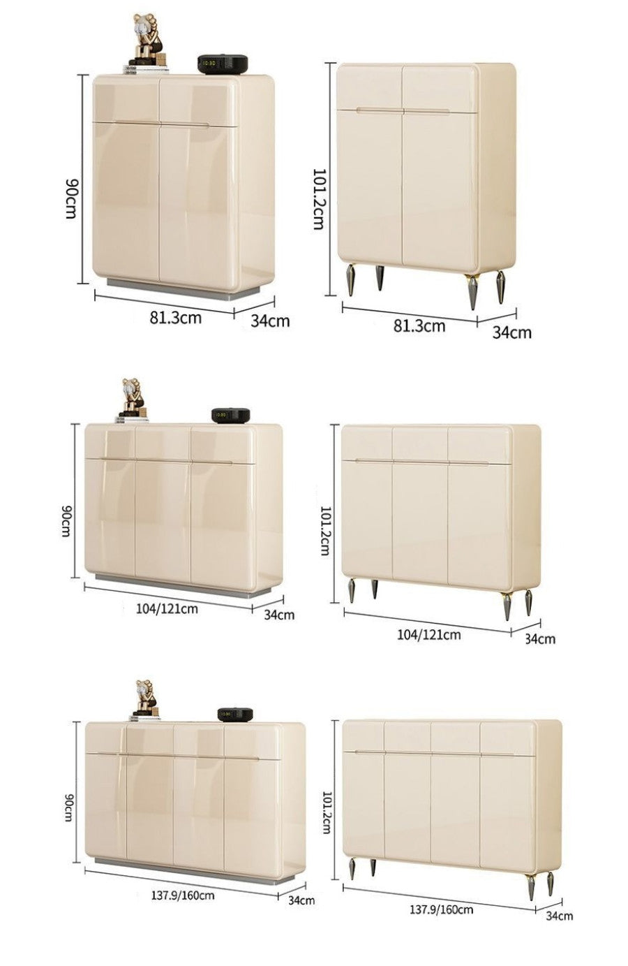 Pula SC38 Modern White MDF Shoe Cabinet with Adjustable Storage, Various Sizes