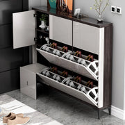 Modern White MDF Shoe Storage Cabinet with Integrated Seating