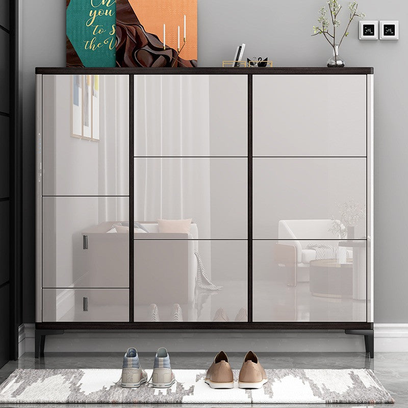 Modern White MDF Shoe Storage Cabinet with Integrated Seating