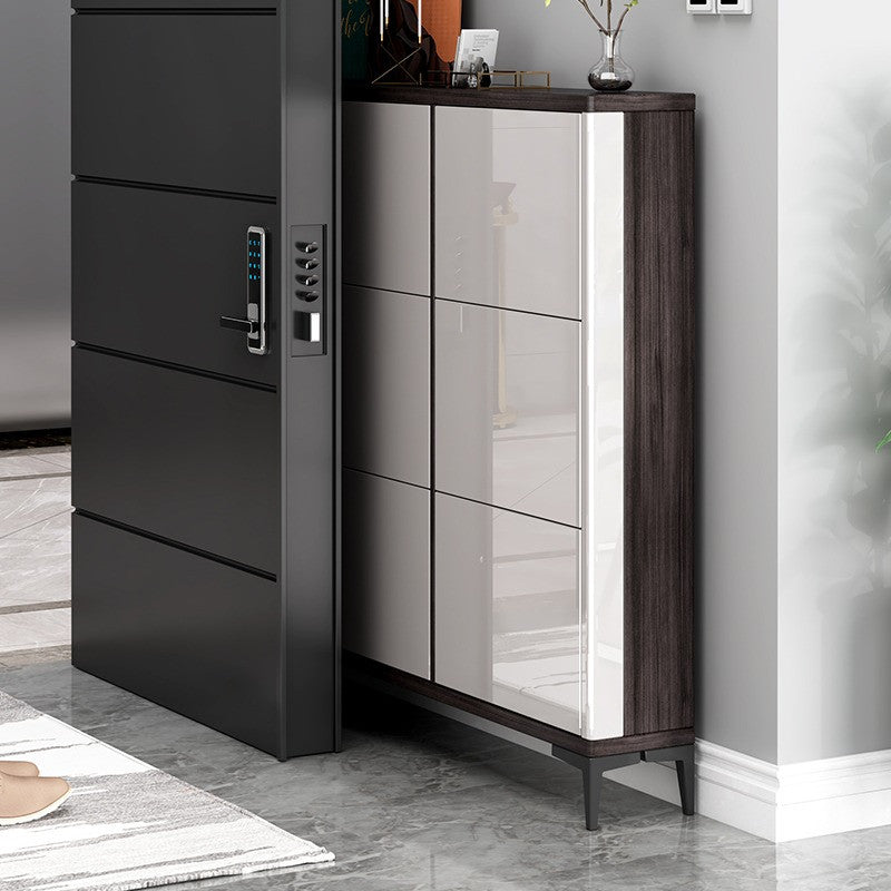 Modern White MDF Shoe Storage Cabinet with Integrated Seating