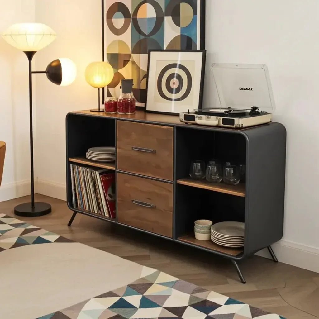 Ubud Retro - Style Sideboard in Recycled Wood and Steel - Altera