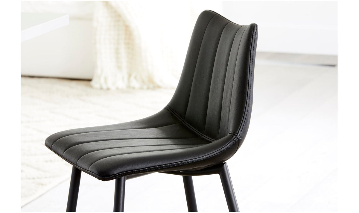 Aubusson Counter Stool Set of Two in Matte Black, styled in a living room