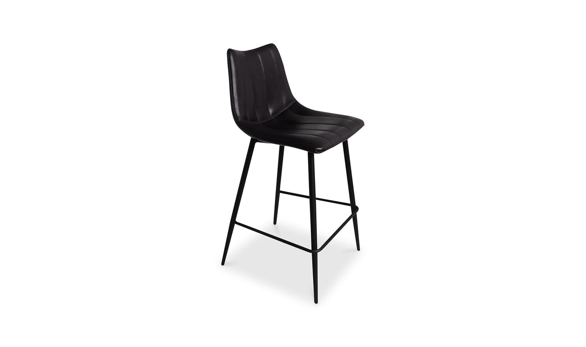 Aubusson Counter Stool Set of Two in Matte Black, three-quarter view