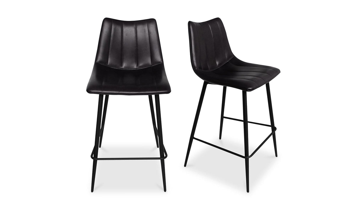Aubusson Counter Stool Set of Two in Matte Black, polyurethane detail, view 2