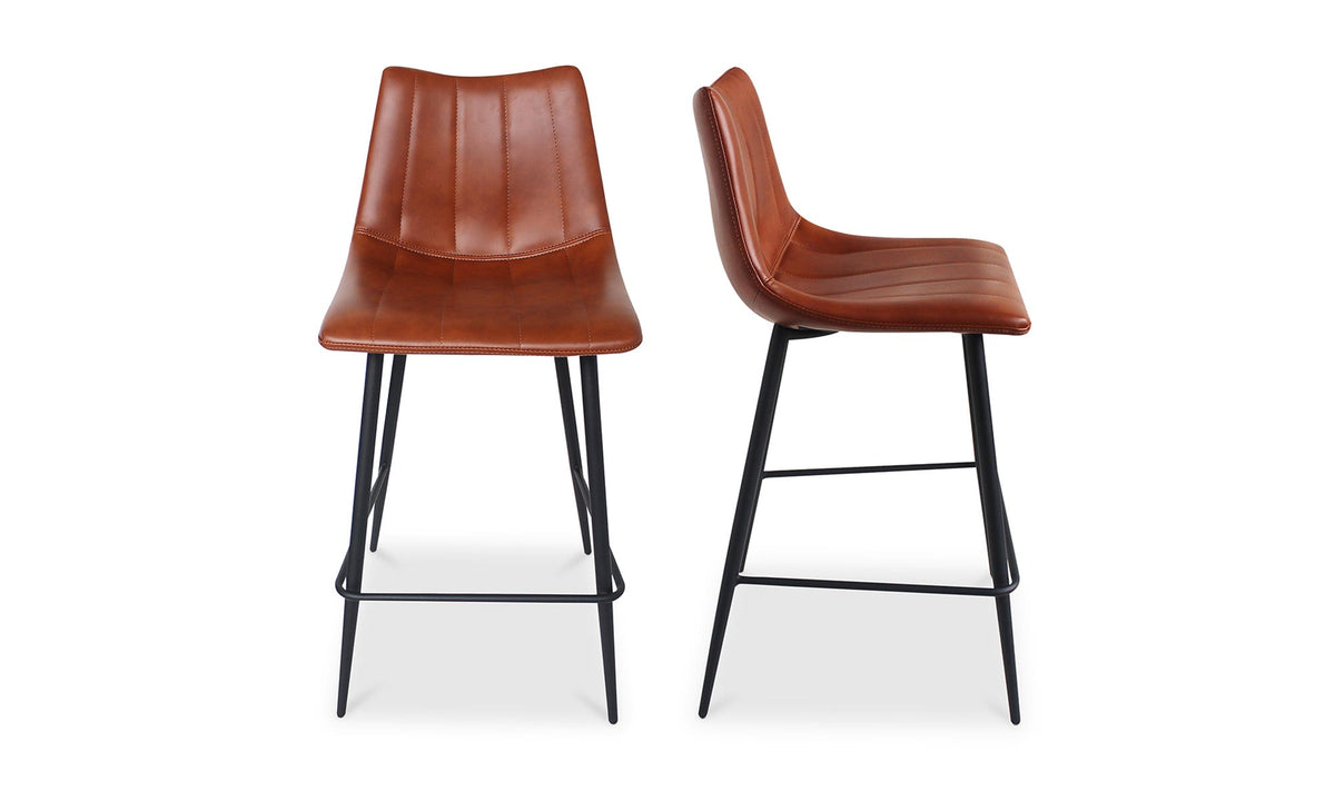 Aubusson Counter Stool Set of Two in Brown, polyurethane detail, view 3