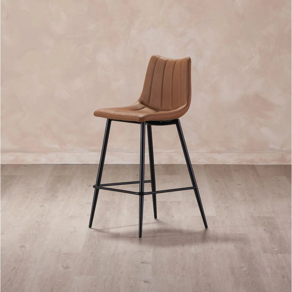 Aubusson Counter Stool Set of Two in Tan, styled in a living room