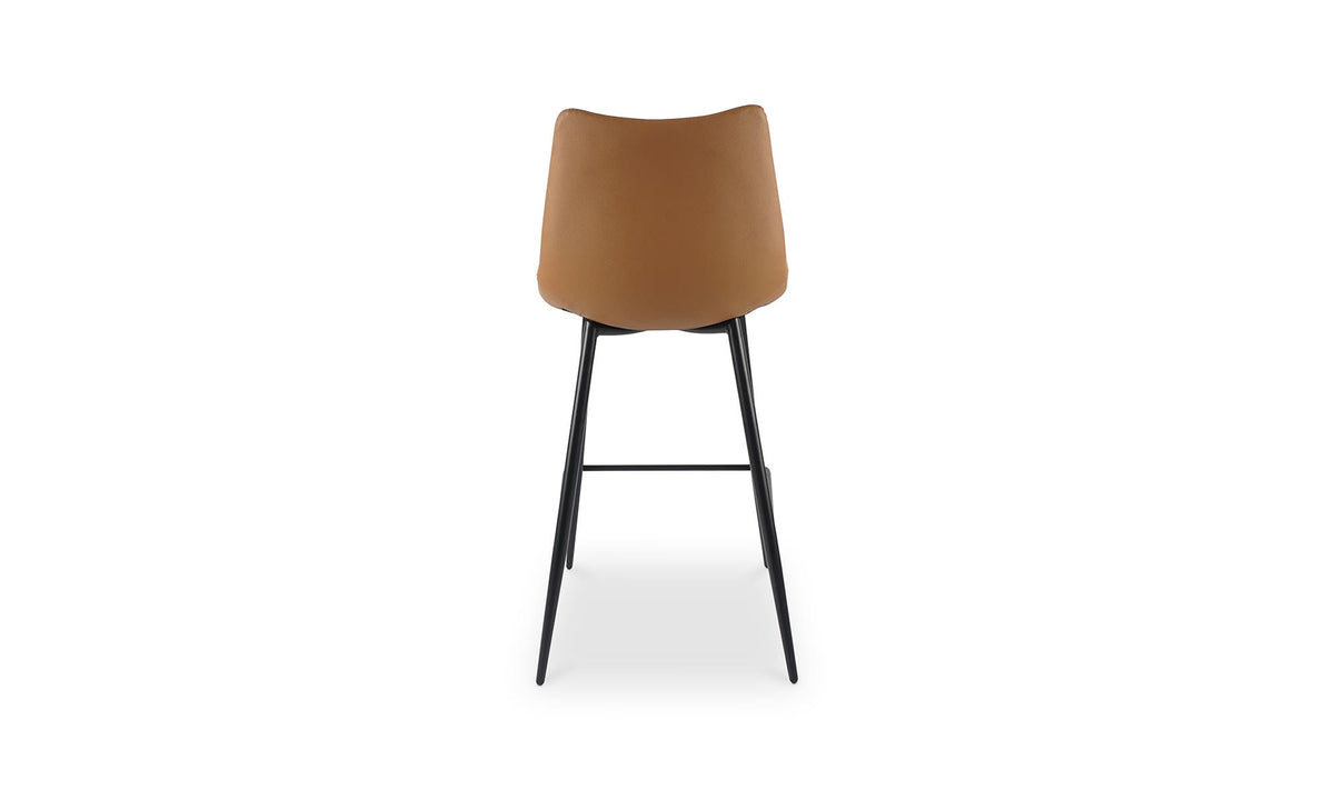 Aubusson Counter Stool Set of Two in Tan, vegan leather detail, view 4