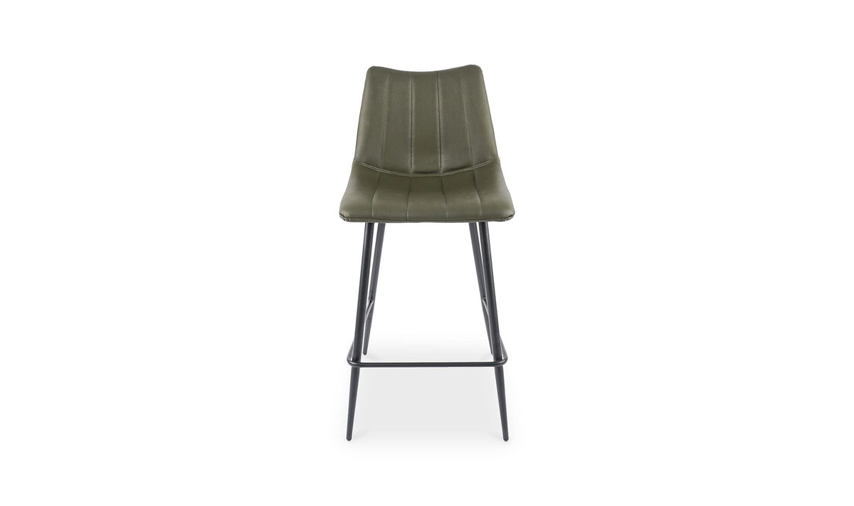 Aubusson Counter Stool Set of Two in Dark Green, vegan leather, 17¾" × 20"