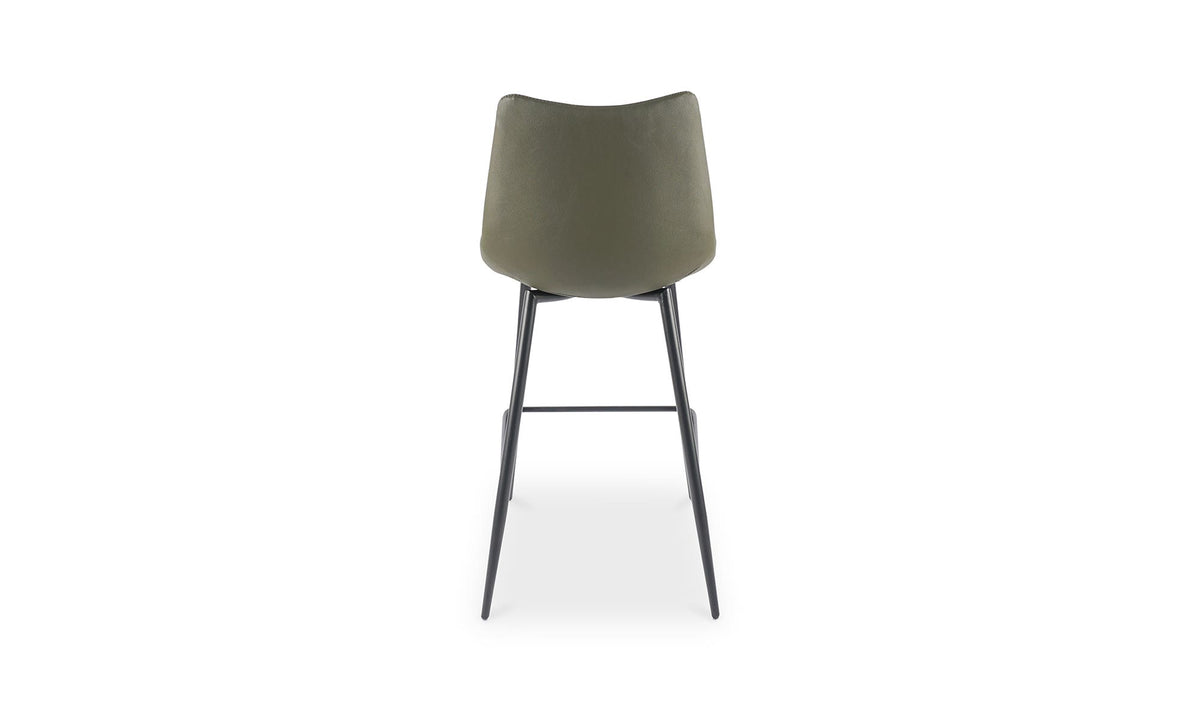 Aubusson Counter Stool Set of Two in Dark Green, vegan leather detail, view 4